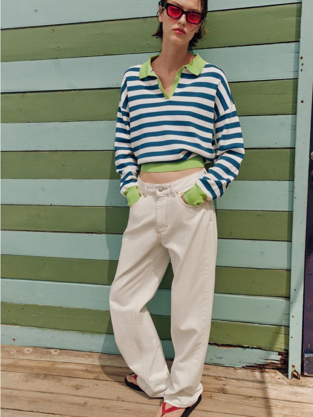 ZARA BNWT STRIPED KNIT POLO. MULTICOLORED 5536/068/104